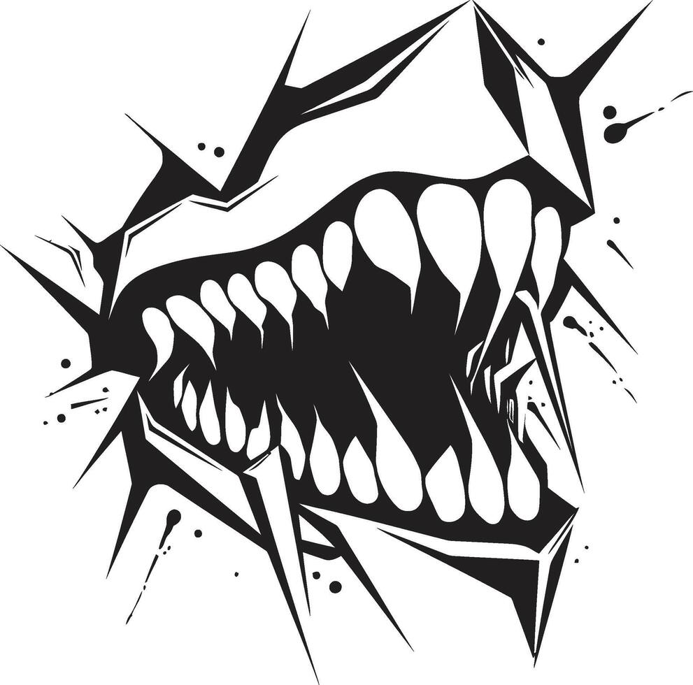 Devilish Maws Black Jaw Ghastly Gnashers Evil Mouth Element vector