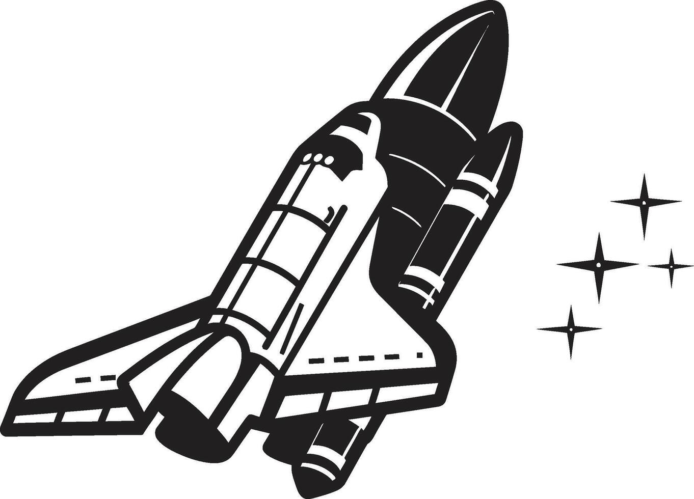 Nebula Navigator Rocket Sketch in Black Celestial Conqueror Black of Rocket in Space vector