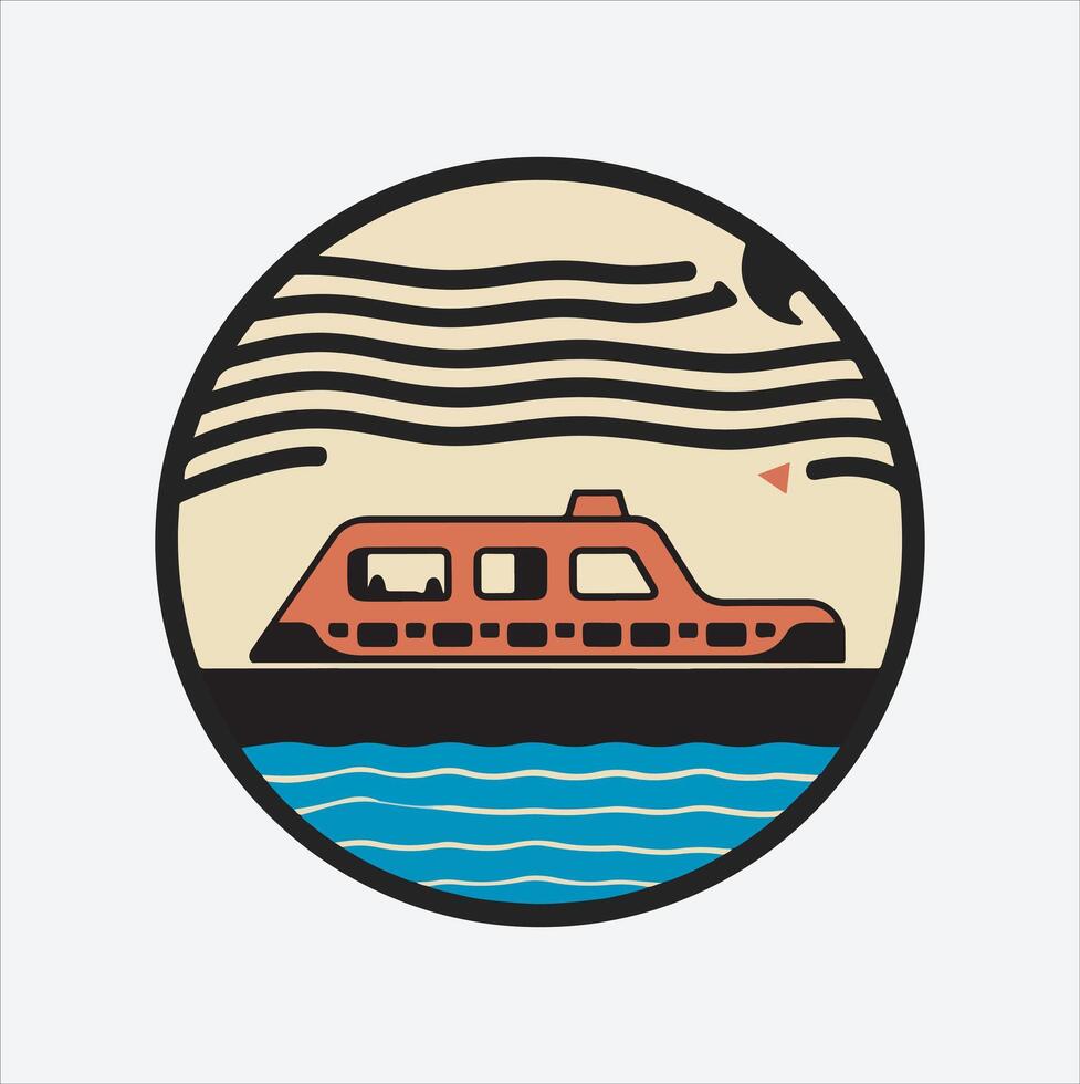 Water river taxi silhouette illustration in black and white. vector