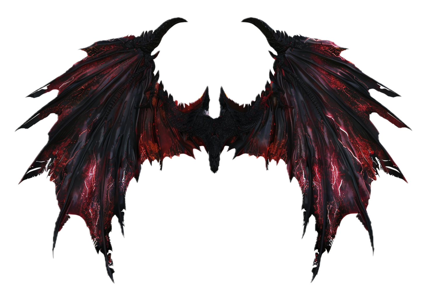 Dark Red Demon Wings with Tattered Edges. png