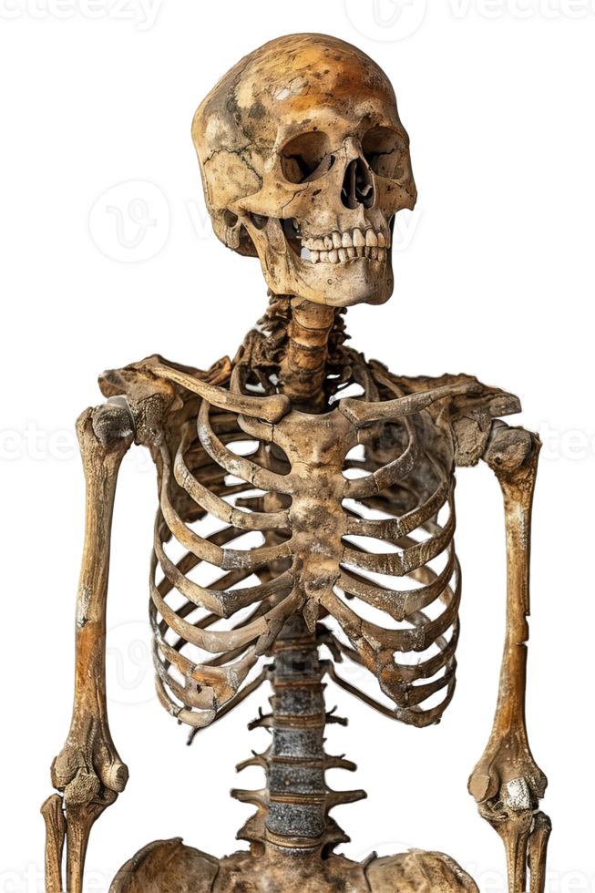 human skeleton isolated on transparent background ,fullbody skeleton anatomy , png