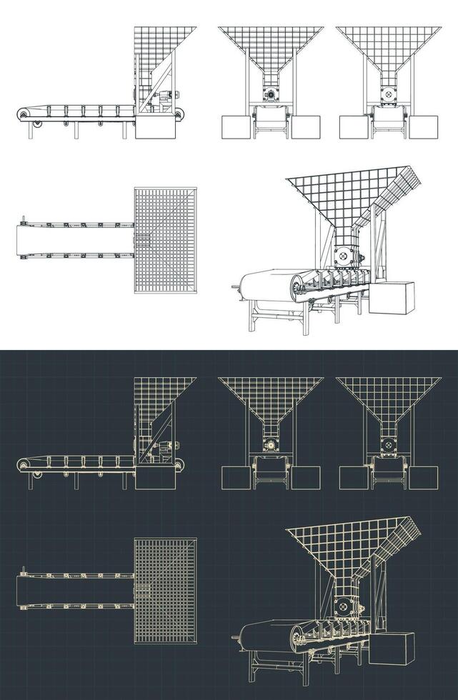 Rotary feeder blueprints vector