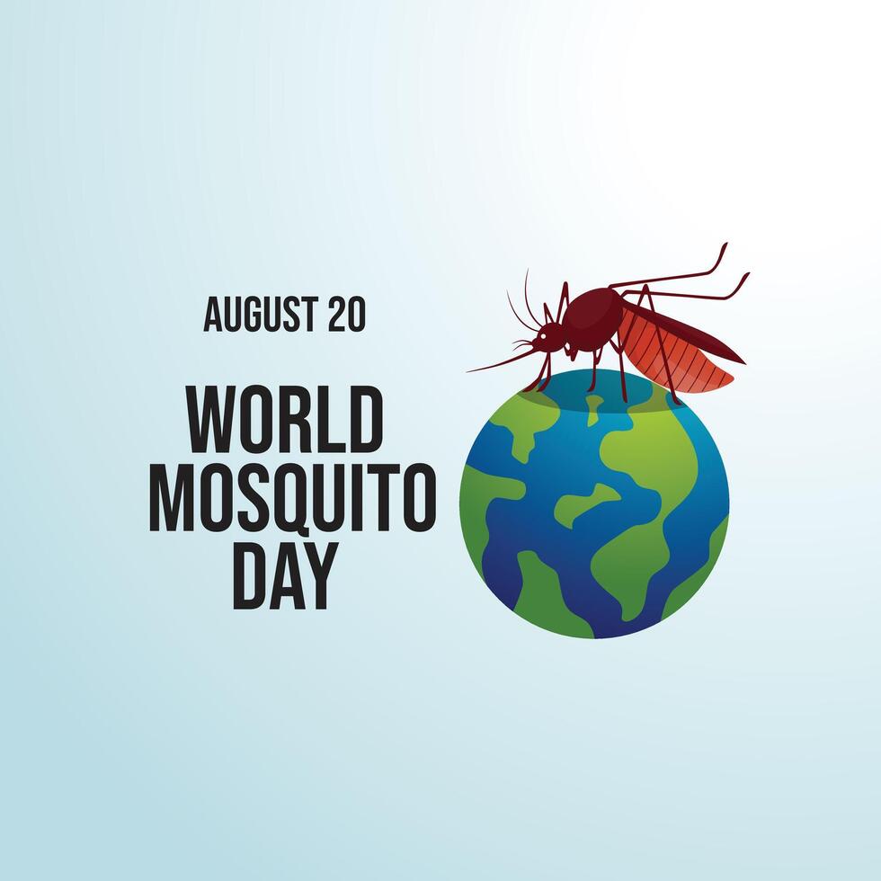 World mosquito day design template good for celebration. mosquito illustration design. flat mosquito design. eps 10. globe illustration. vector