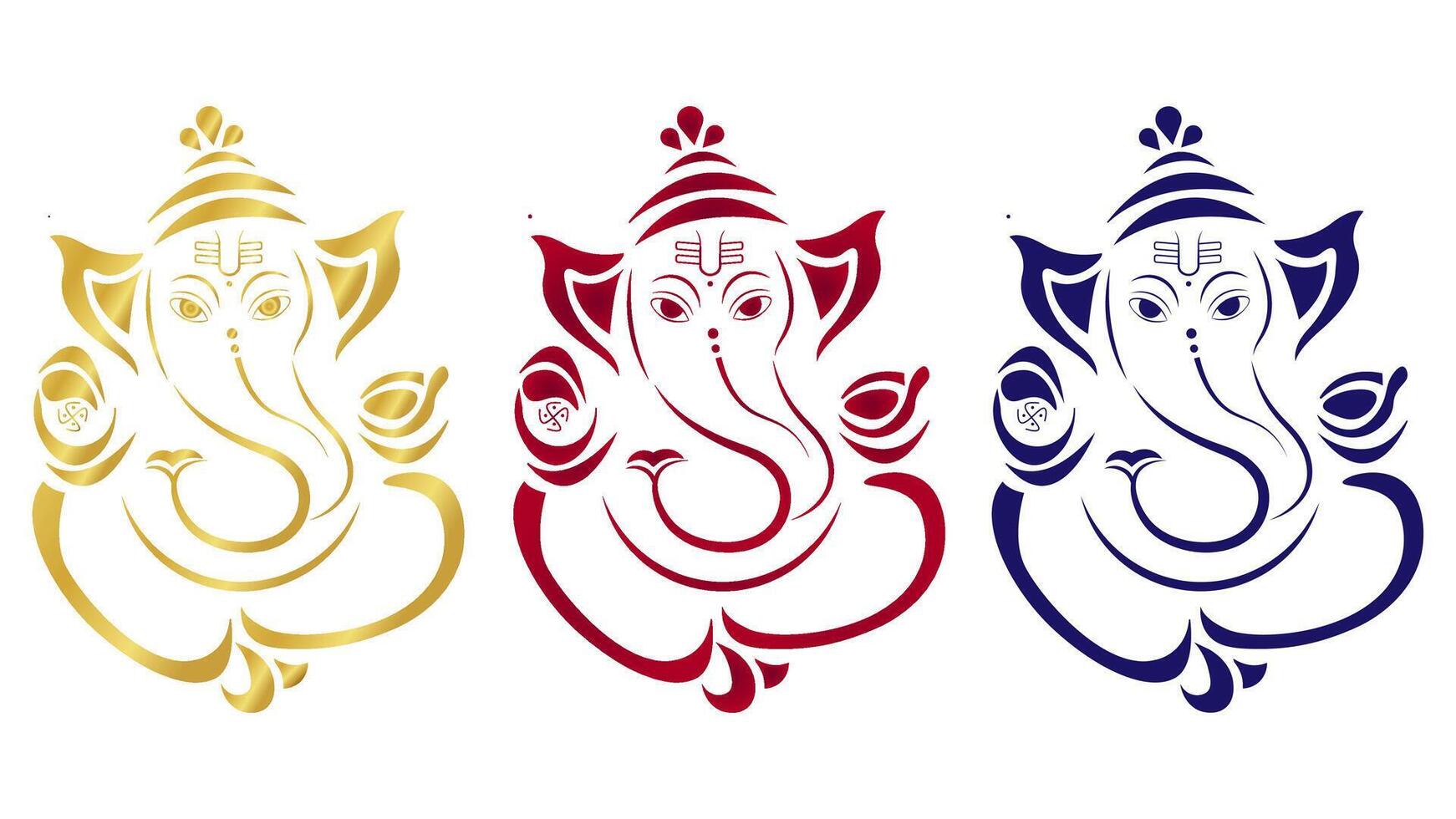 colourful multiple Vinayagar Ganapati illustration vector