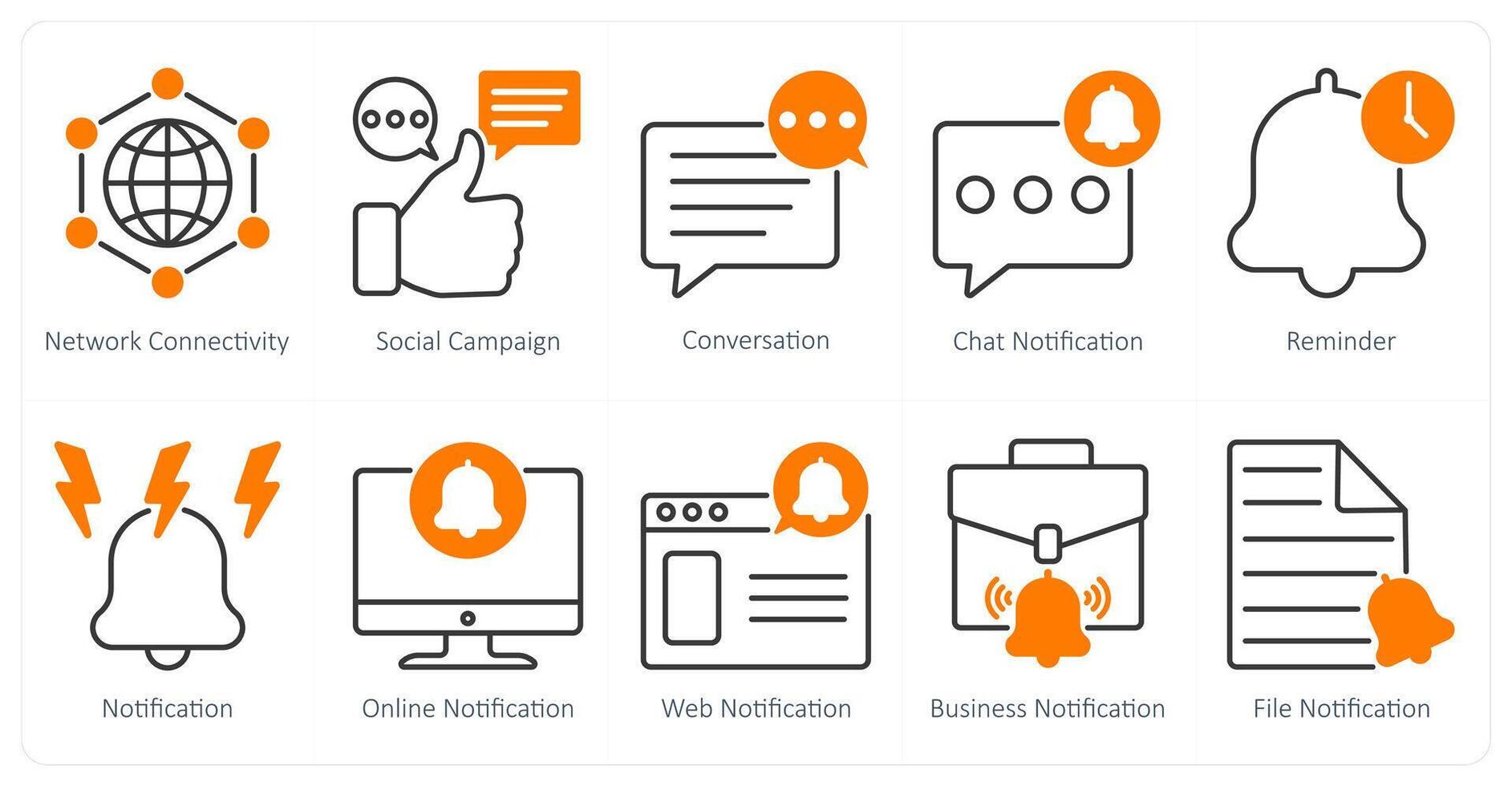 A set of 10 seo icons as network connectivity, social campaign, conversation vector