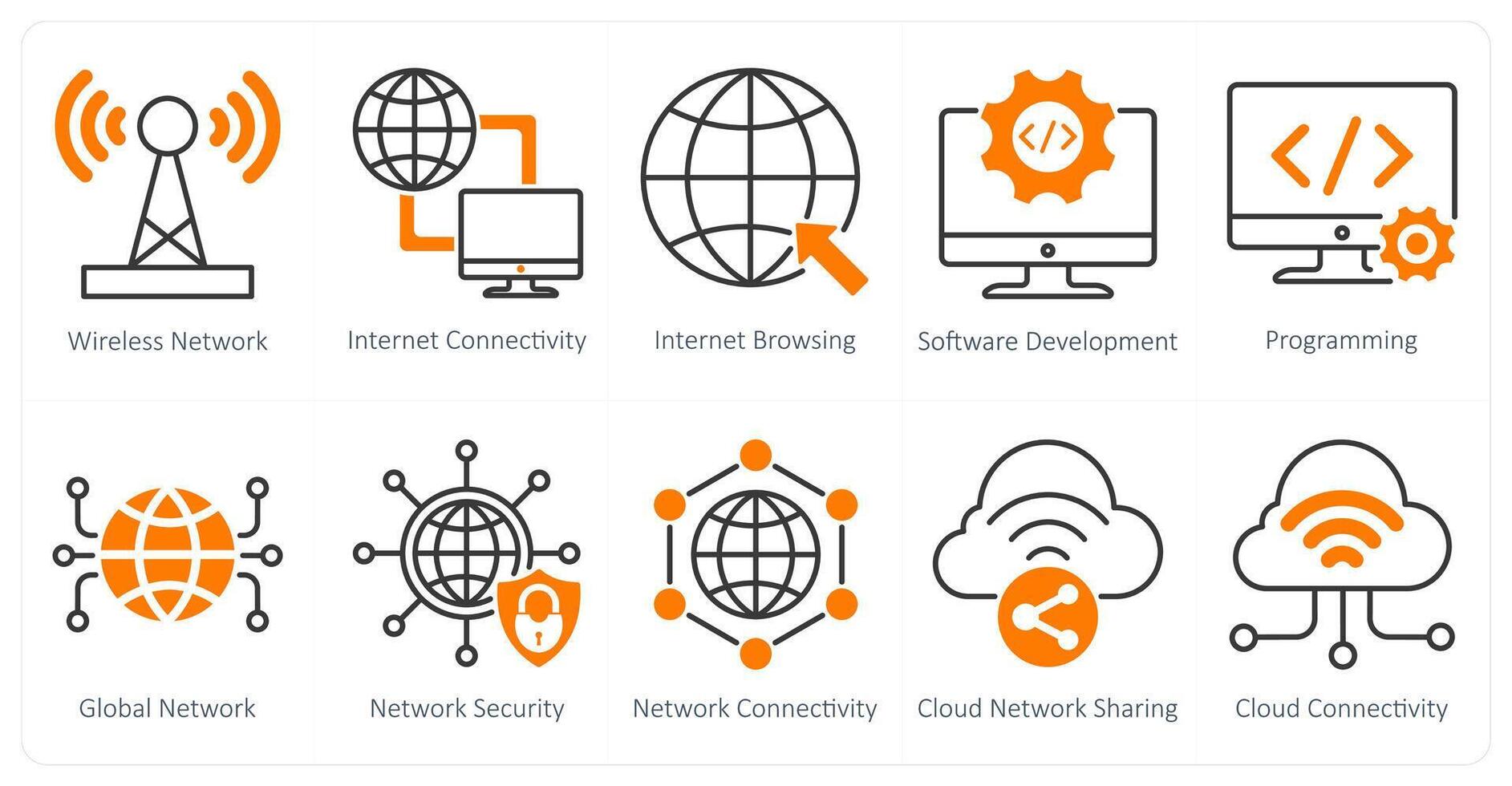 A set of 10 seo icons as wireless network, internet connectivity, internet browsing vector