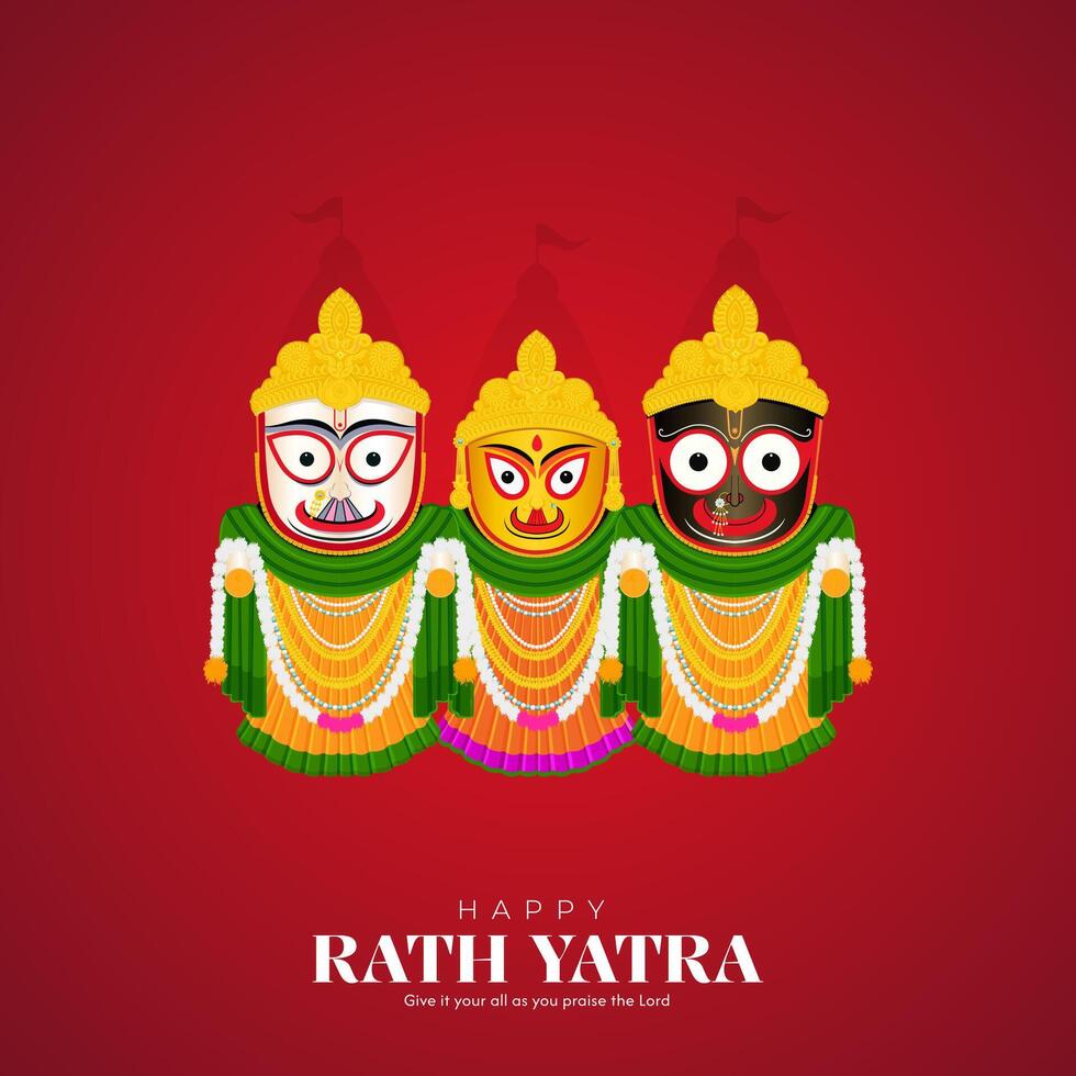 illustration of Rath Yatra Lord Jagannath festival Social Media Post vector