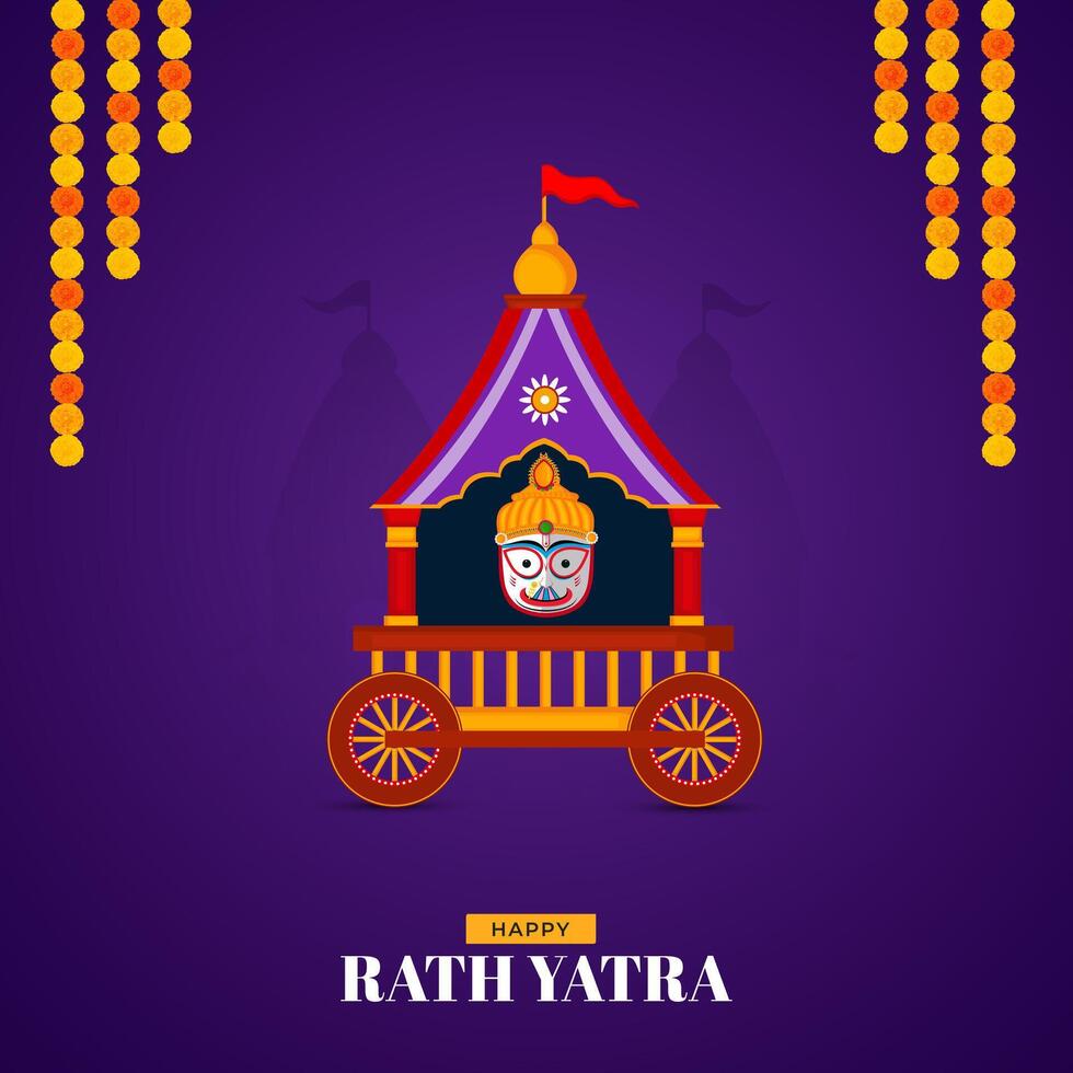 illustration of Rath Yatra Lord Jagannath festival Social Media Post vector