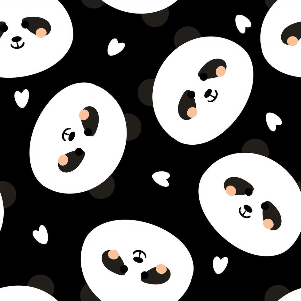 Seamless pattern with cute cartoon pandas for fabric prints, textiles, gift wrapping paper. children's colorful , flat style vector