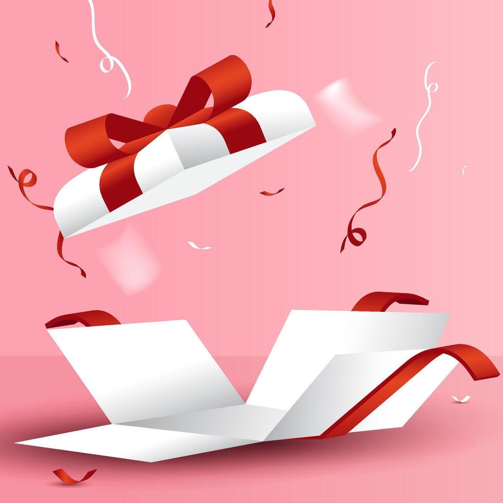 surprise gift box. releasing an explosion of confetti. vector