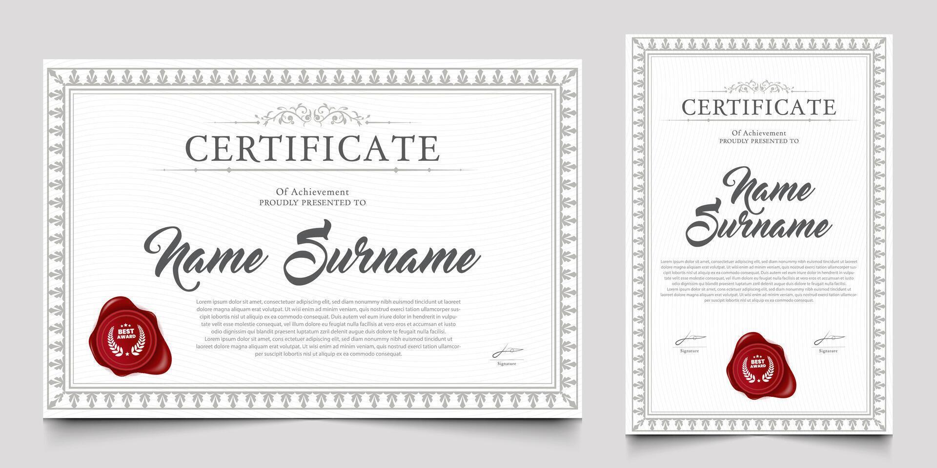 Certificate design with a vintage or retro theme. cherished element of companies, schools, events. vector