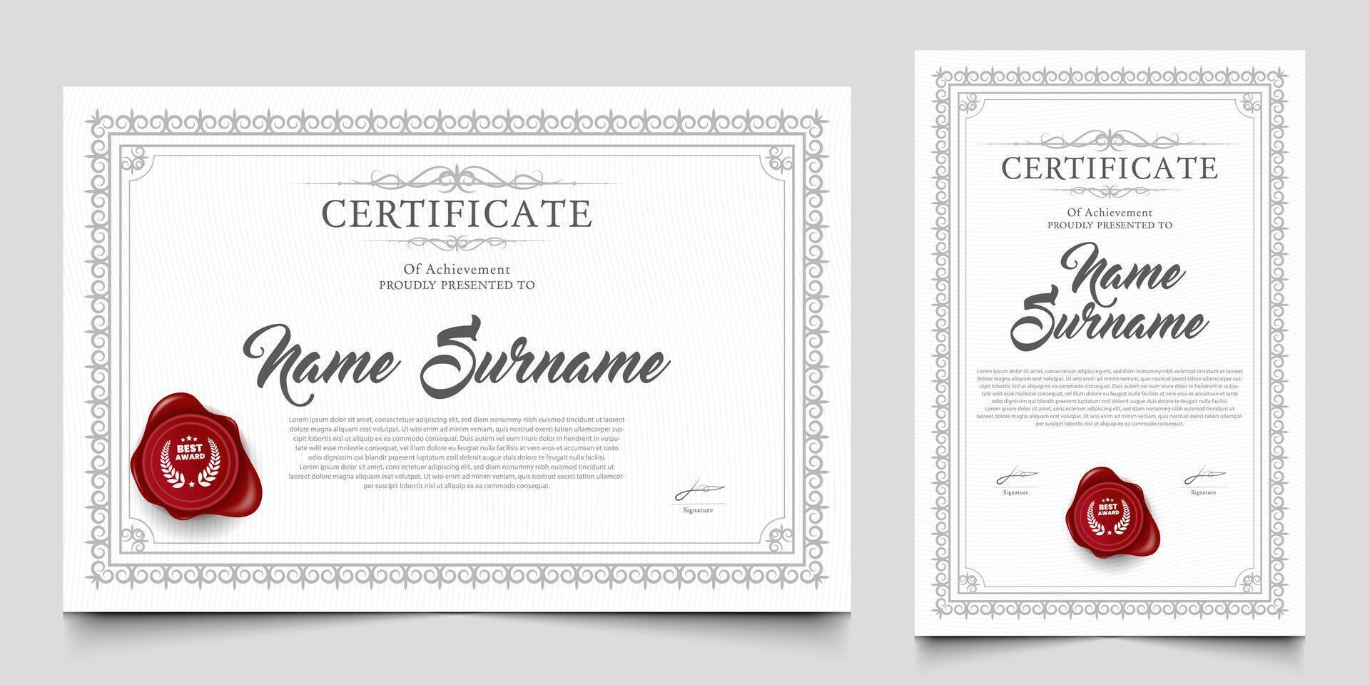 Certificate design with a vintage or retro theme. cherished element of companies, schools, events. vector