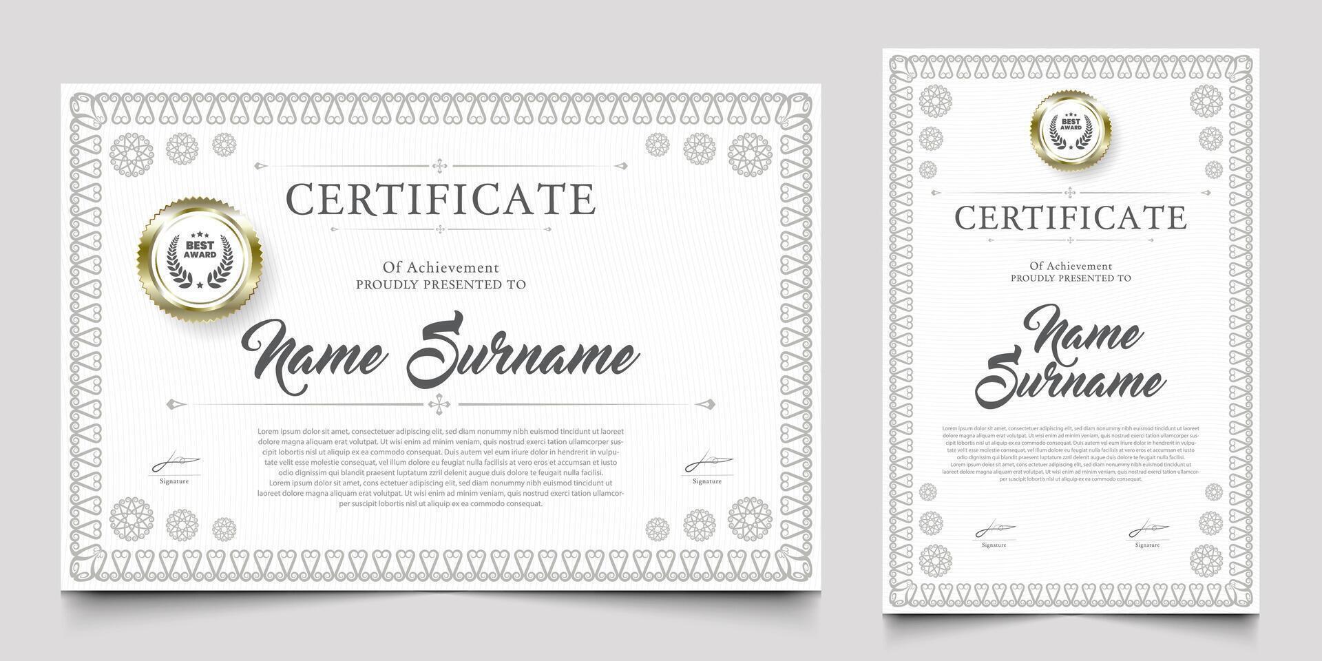 Certificate design with a vintage or retro theme. cherished element of companies, schools, events. vector