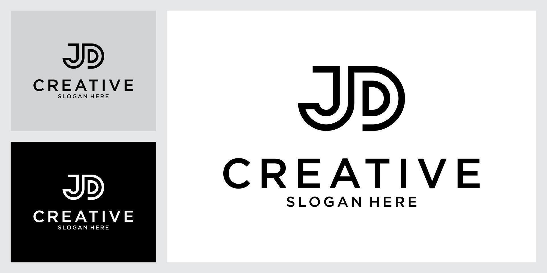JD or DJ initial letter logo design template. vector
