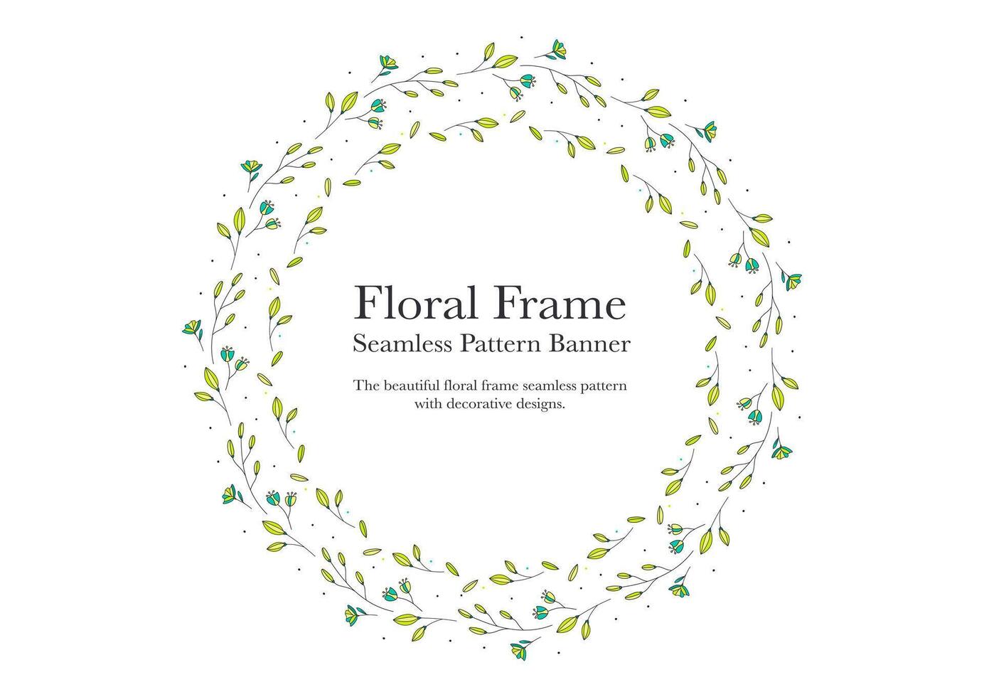 Round flower frame in green tones isolated on background vector