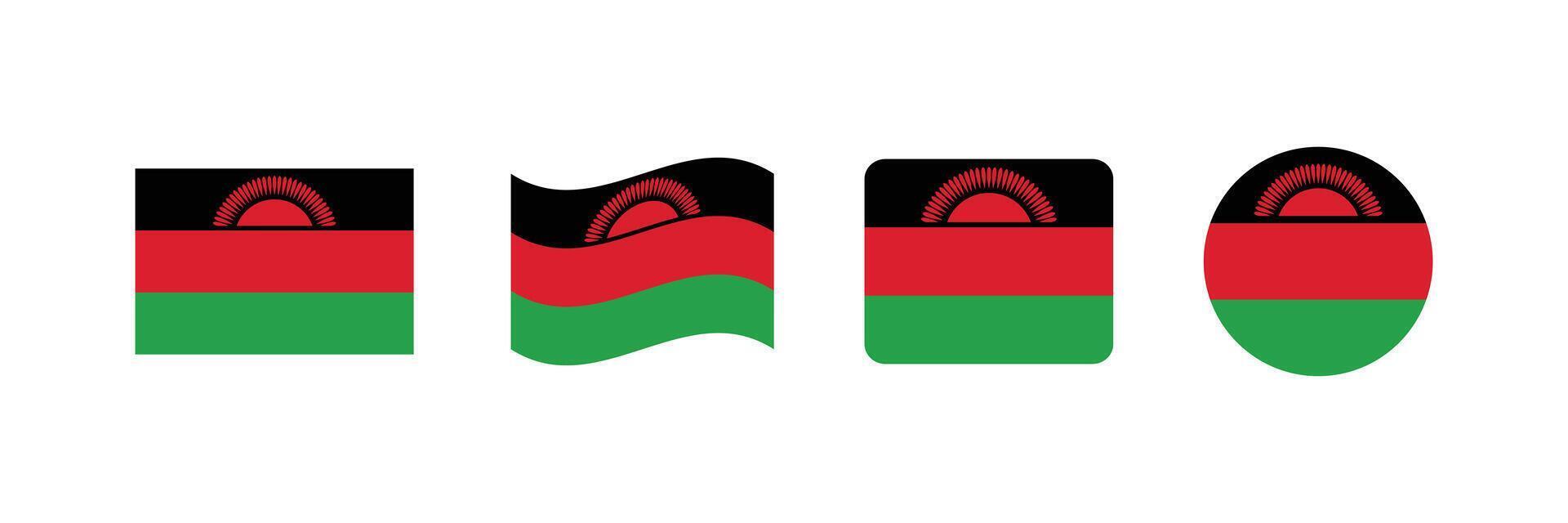 Malawi flag. Set of Malawi Flags Collection. vector
