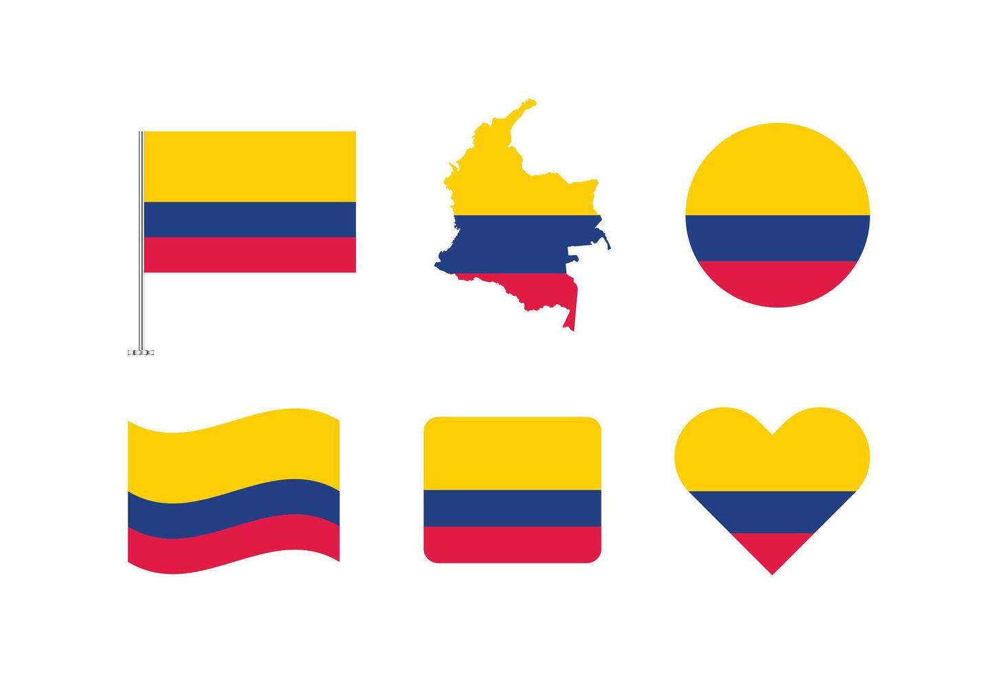 Colombia flag. Set of Colombia Flags Collection. vector