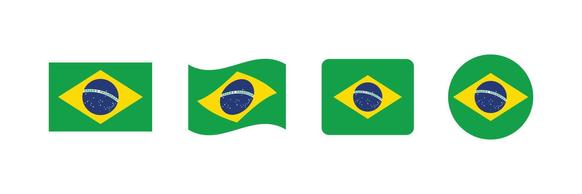 Brazil flag. Set of Brazil Flags Collection. vector