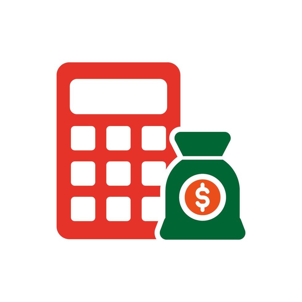 calculator with money bag icon vector