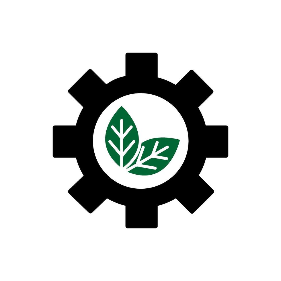 cogwheel with leaf green energy and ecology icon vector