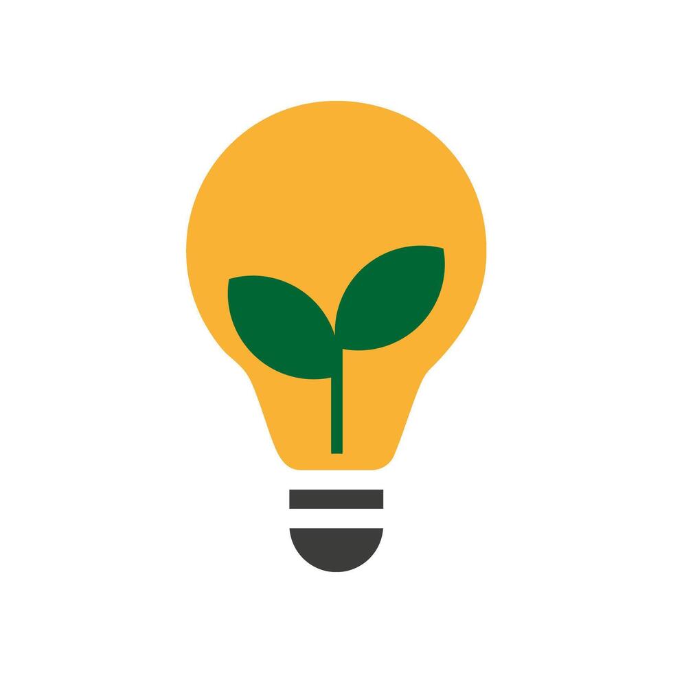 lightbulb with plant leaves and green energy symbol vector