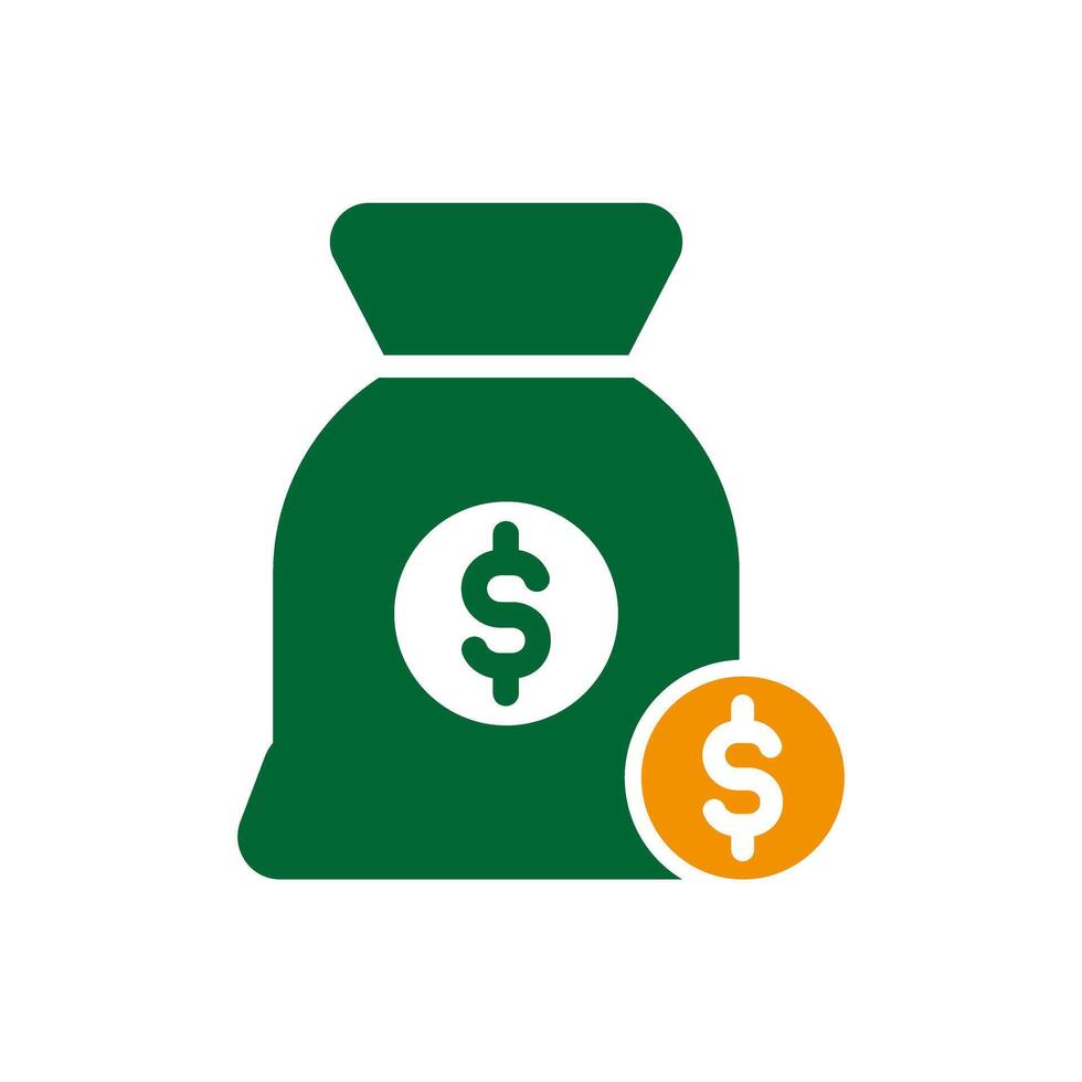 money bag and money coin icon vector