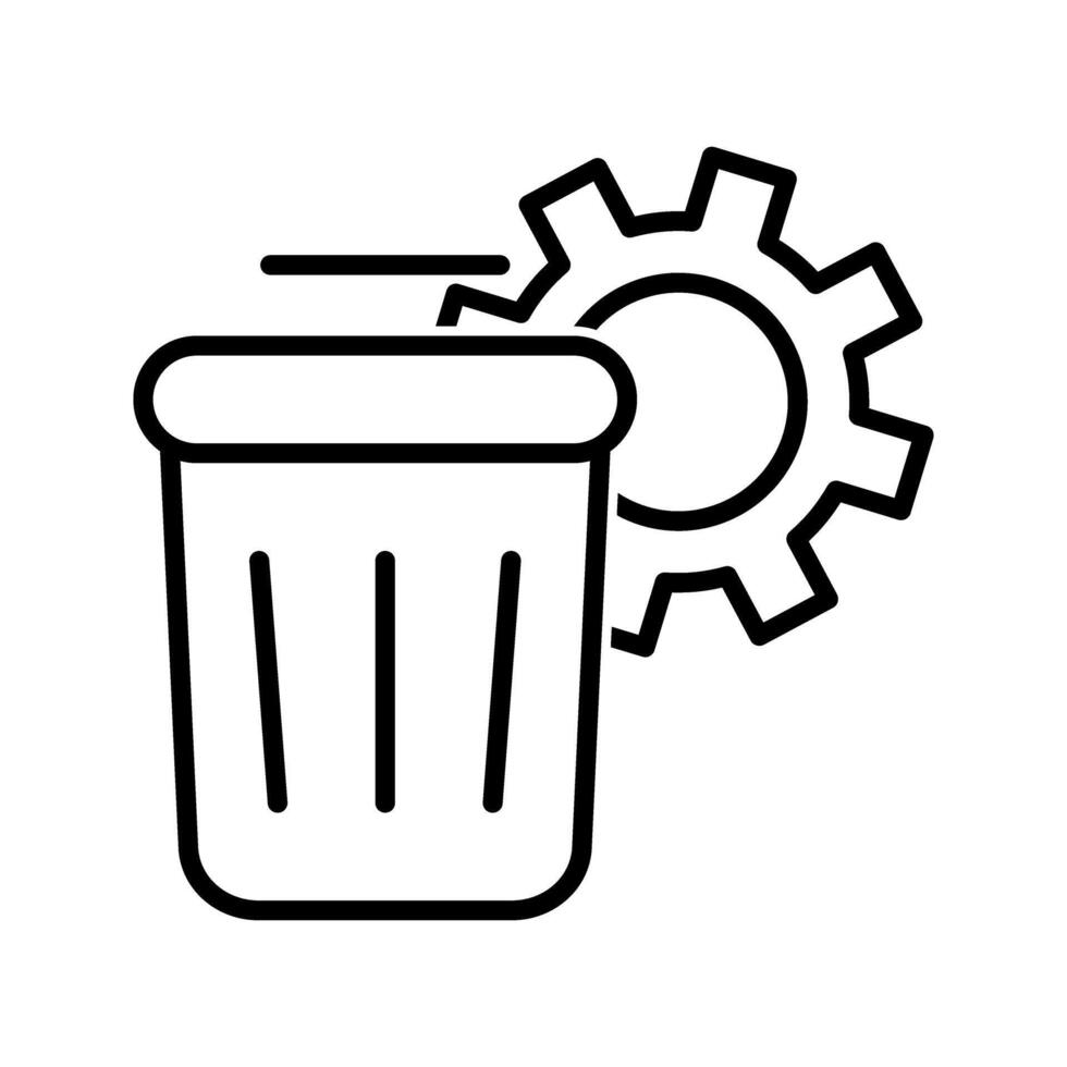 trash bin with cogwheel illustration of waste management icon vector