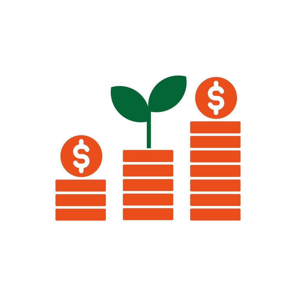 stack of coin with plant icon vector