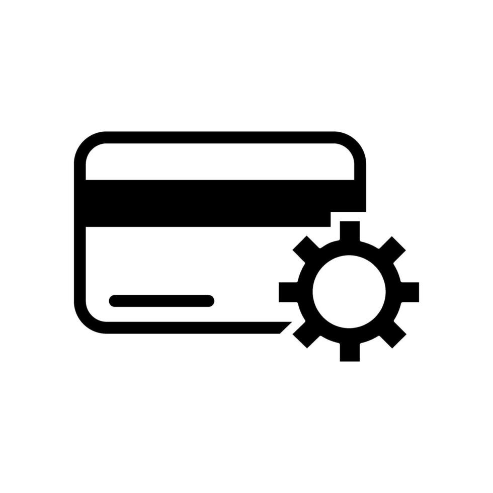credit card with gear symbol icon vector