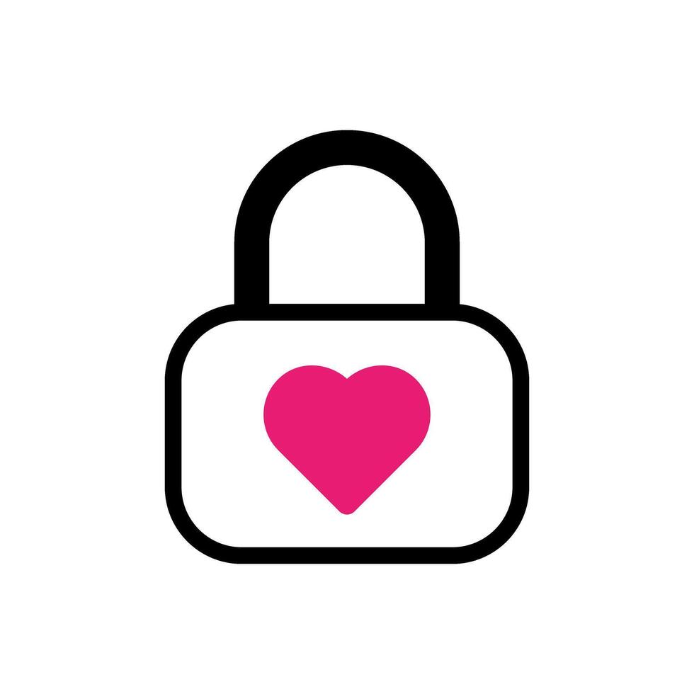 padlock with heart icon vector