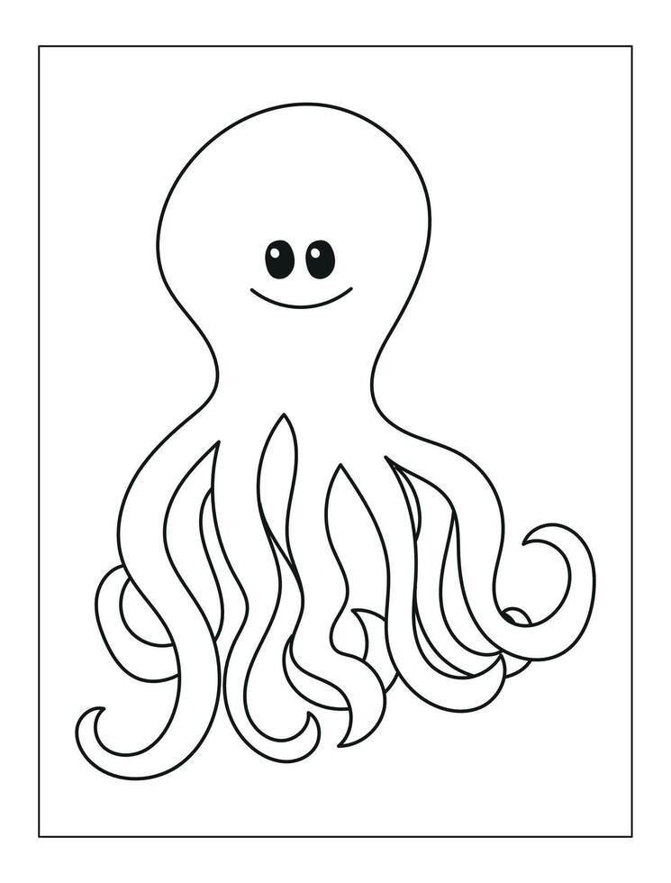 Hand Drawn Sea animal Outline Illustration for coloring page vector