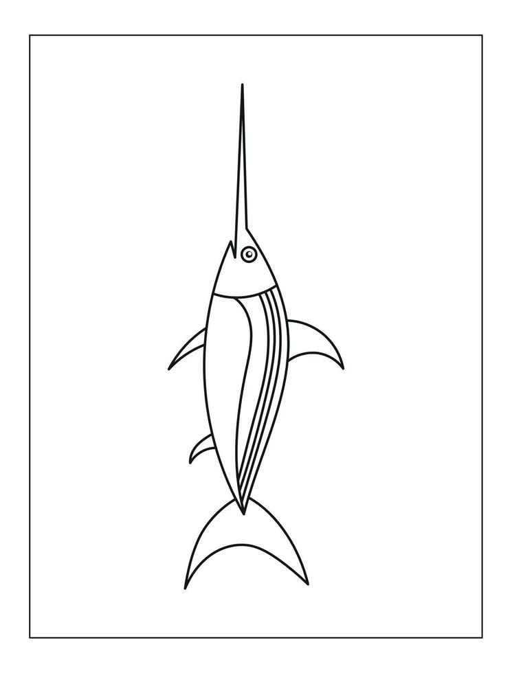 Hand Drawn Sea animal Outline Illustration for coloring page vector