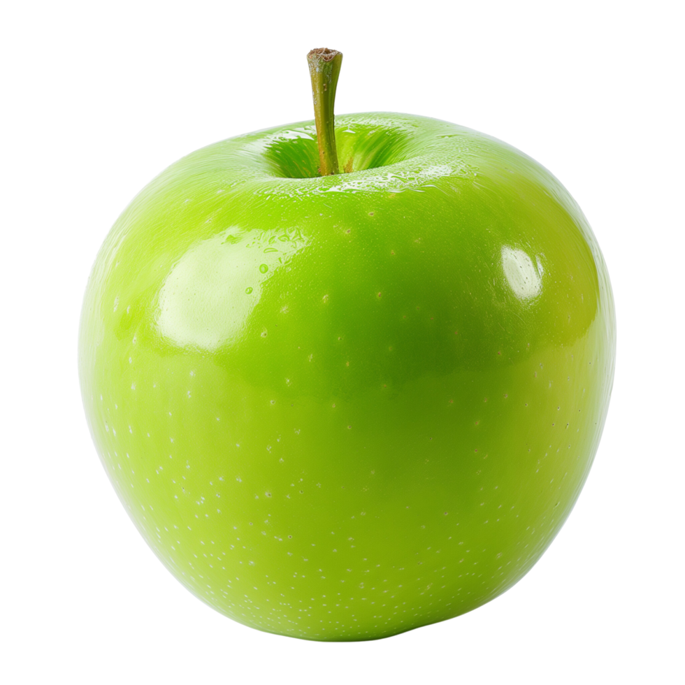A single green apple isolated on a transparent background png