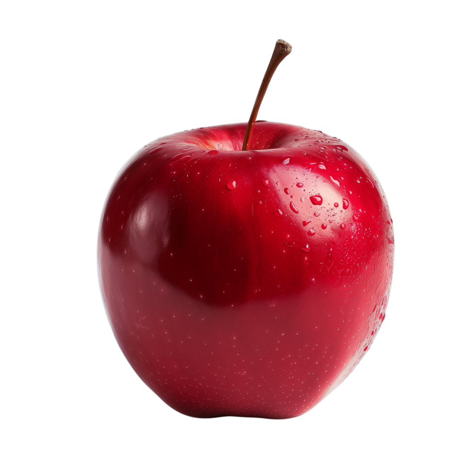A single red apple isolated on a transparent background png