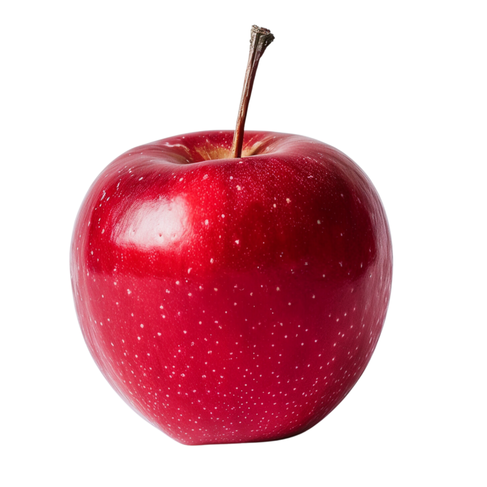 A single red apple isolated on a transparent background png