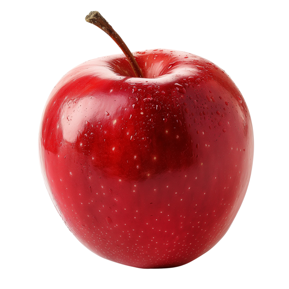 A single red apple isolated on a transparent background png