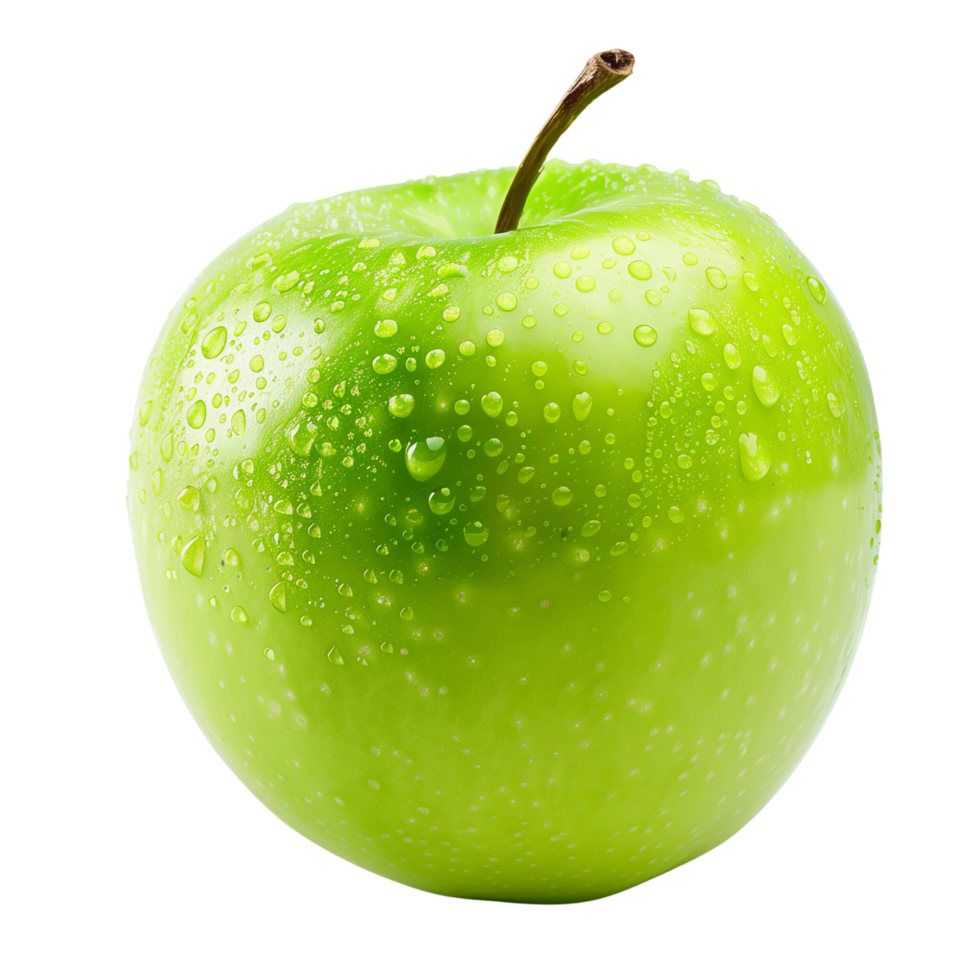 A single green apple isolated on a transparent background png
