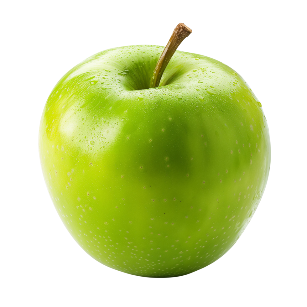 A single green apple isolated on a transparent background png