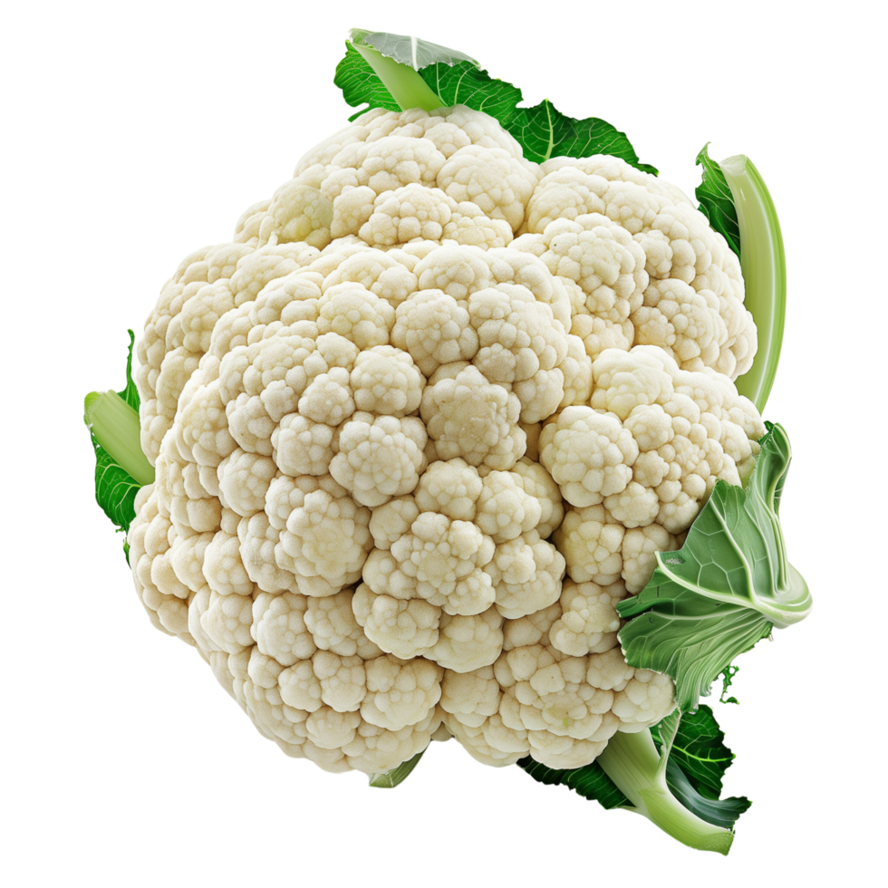 A single head of cauliflower isolated on a transparent background png