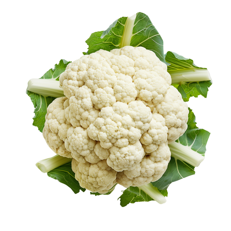 A single head of cauliflower isolated on a transparent background png