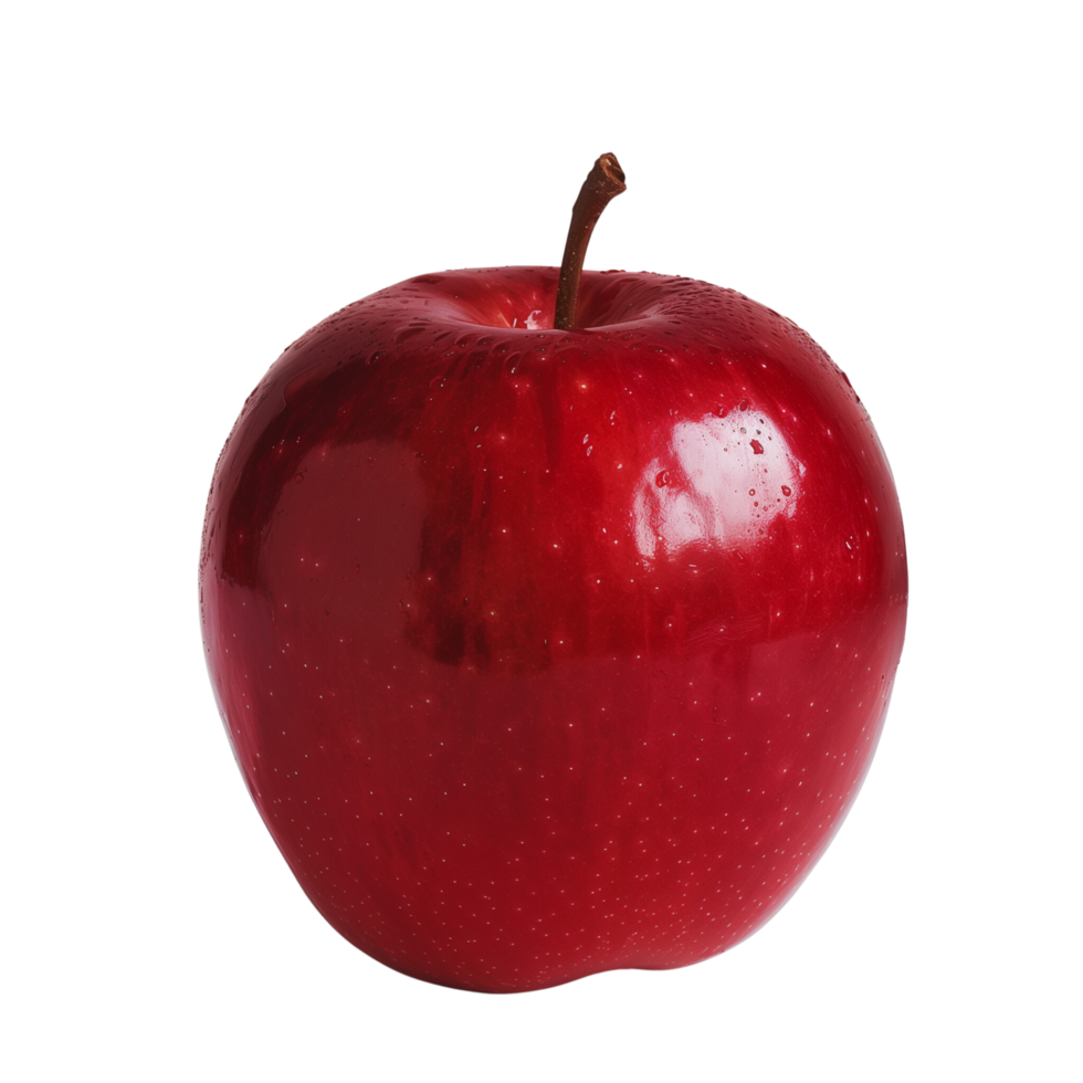 A single red apple isolated on a transparent background png