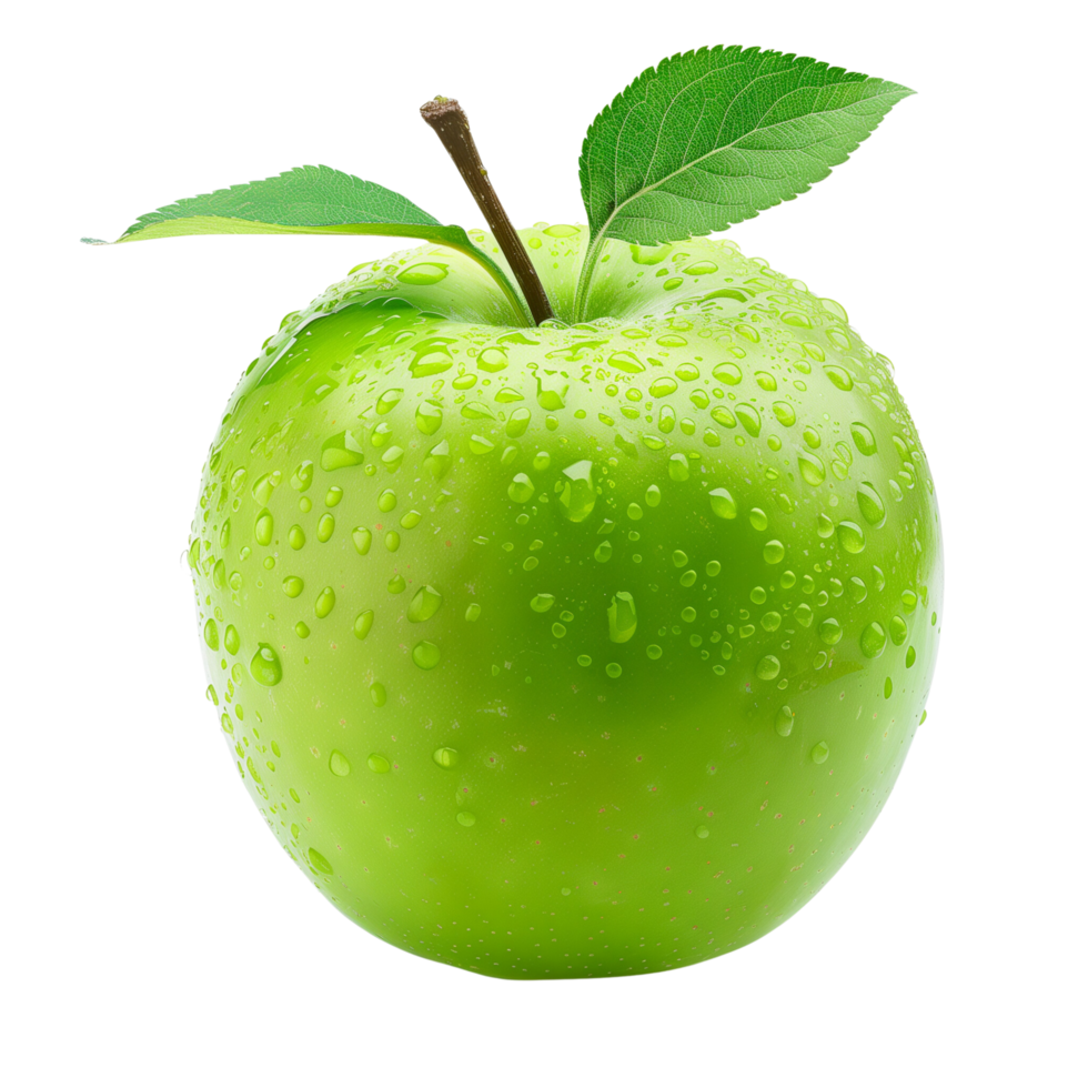 A single green apple isolated on a transparent background png