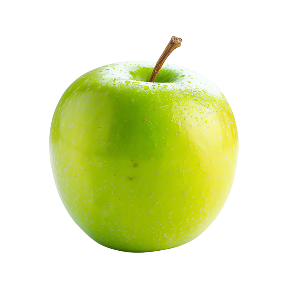A single green apple isolated on a transparent background png