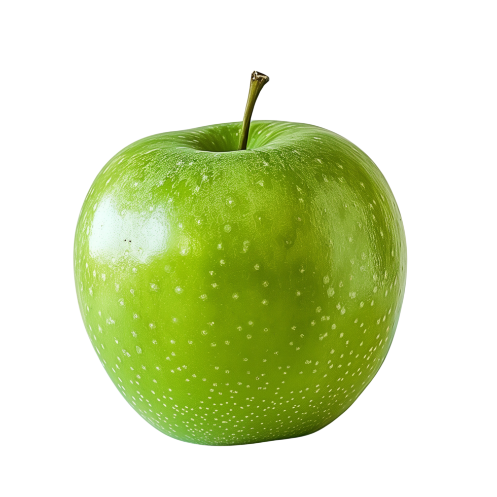 A single green apple isolated on a transparent background png