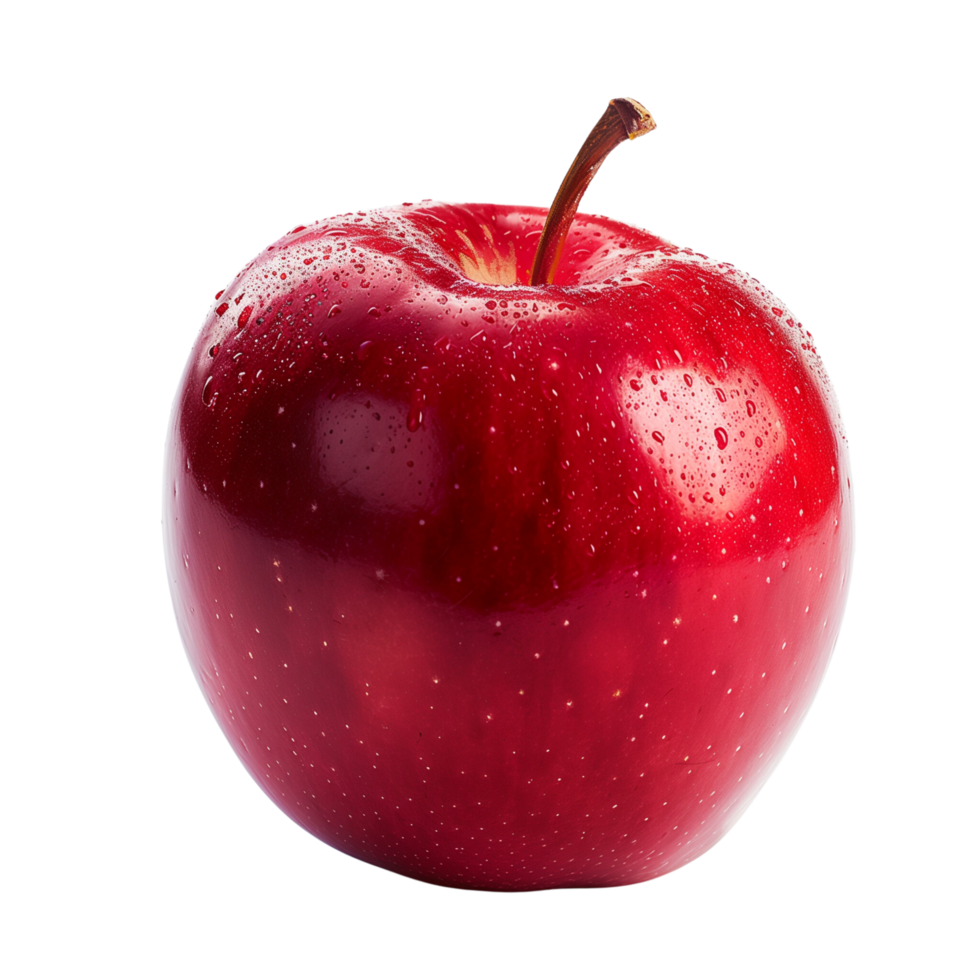 A single red apple isolated on a transparent background png