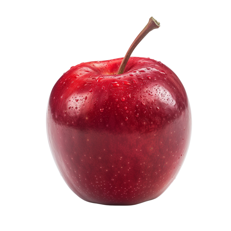 A single red apple isolated on a transparent background png
