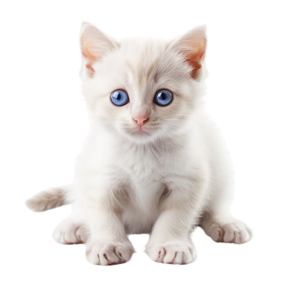 An adorable white kitten with big blue eyes, isolated on a transparent background png