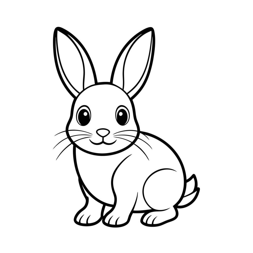 Cute outline rabbits, bunny for coloring. Rabbits Bunnies Cartoon Outline Coloring Book or page for kids. Happy Easter in doodle style. vector