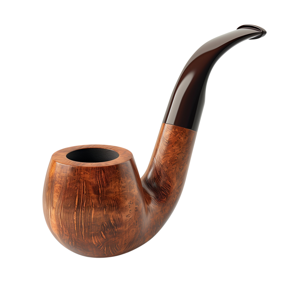 An elegant smoking pipe, isolated on a transparent background png