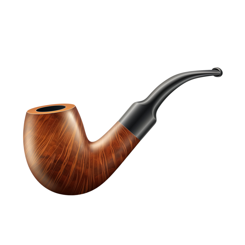 An elegant smoking pipe, isolated on a transparent background png